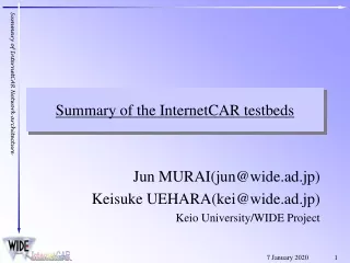 Summary of the InternetCAR testbeds