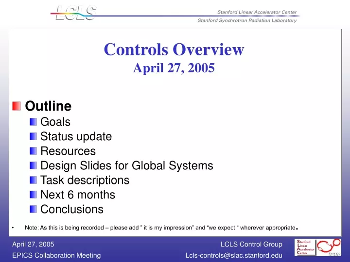 controls overview april 27 2005