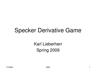 Specker Derivative Game