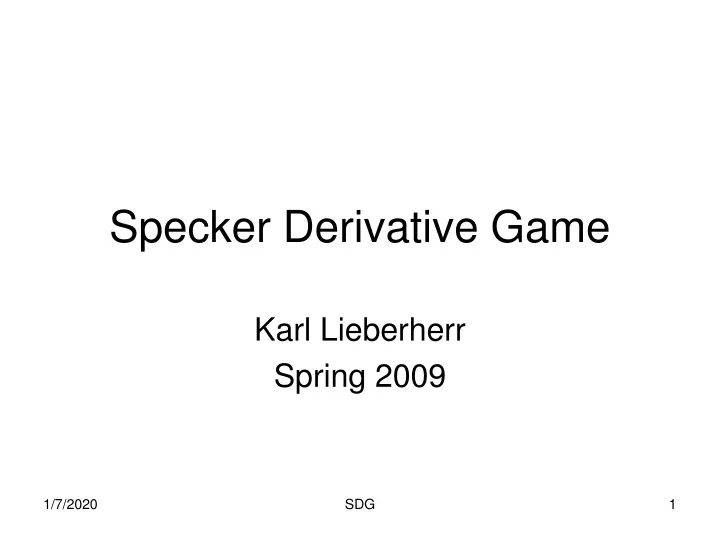 specker derivative game