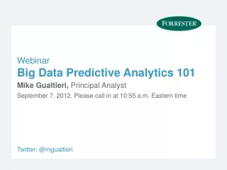 Webinar Big Data Predictive Analytics 101