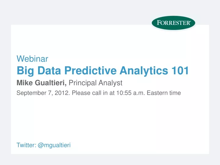 webinar big data predictive analytics 101