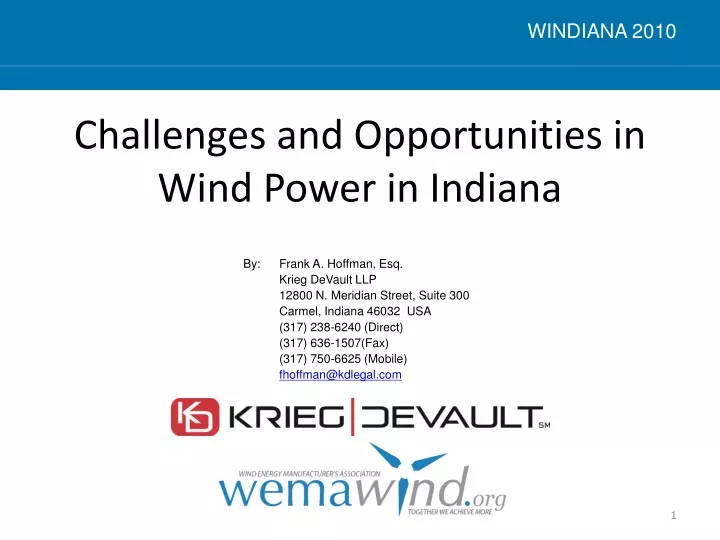 challenges and opportunities in wind power in indiana