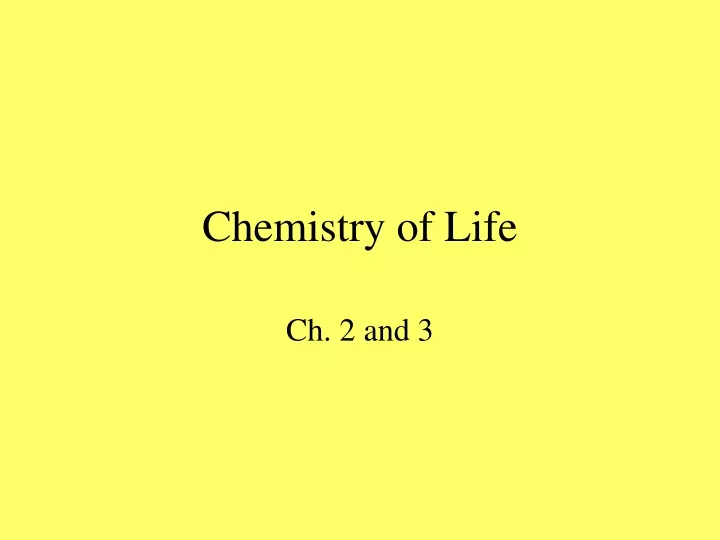 chemistry of life