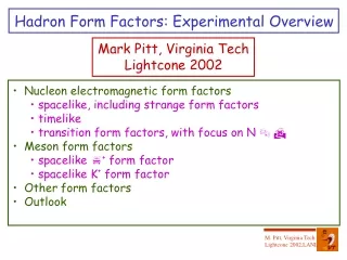 Hadron Form Factors: Experimental Overview