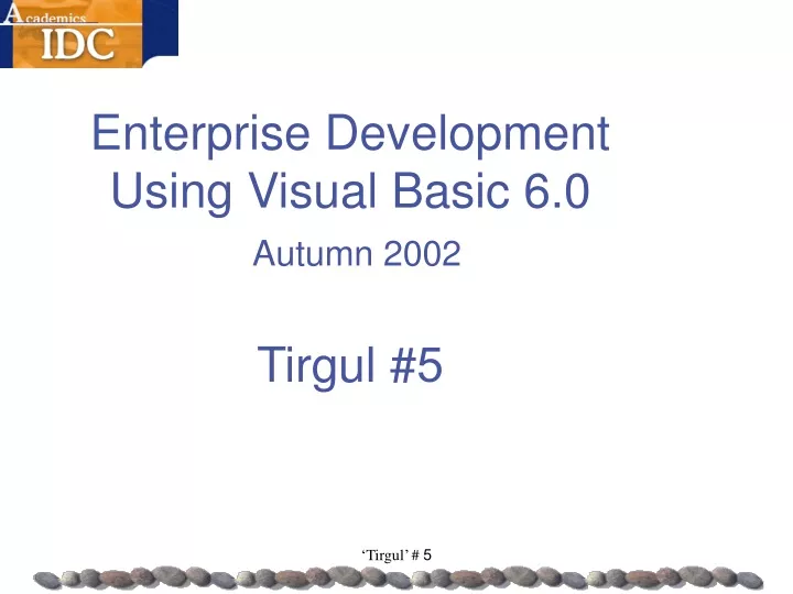 enterprise development using visual basic 6 0 autumn 2002 tirgul 5