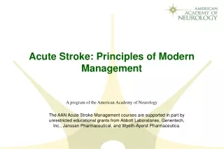 Acute Stroke: Principles of Modern Management