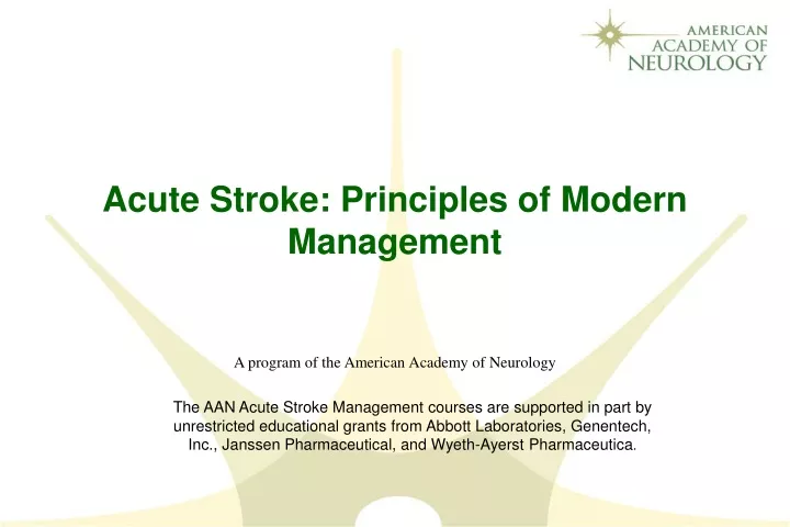 acute stroke principles of modern management