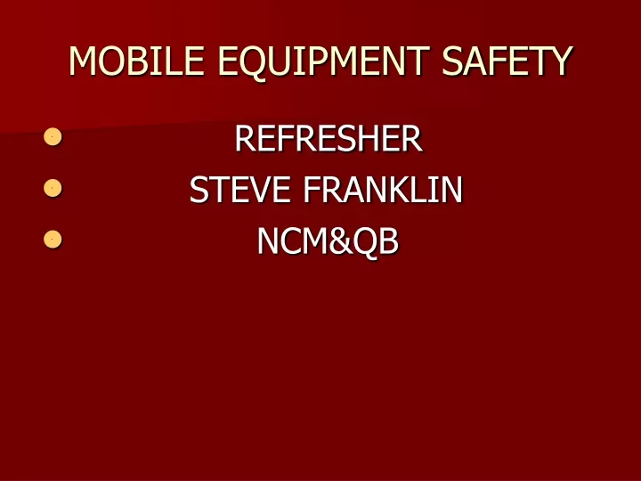 mobile equipment safety