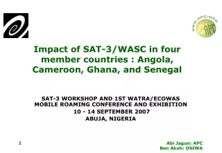 Impact of SAT-3/WASC in four member countries : Angola, Cameroon, Ghana, and Senegal