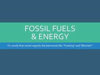 Fossil Fuels &amp; Energy
