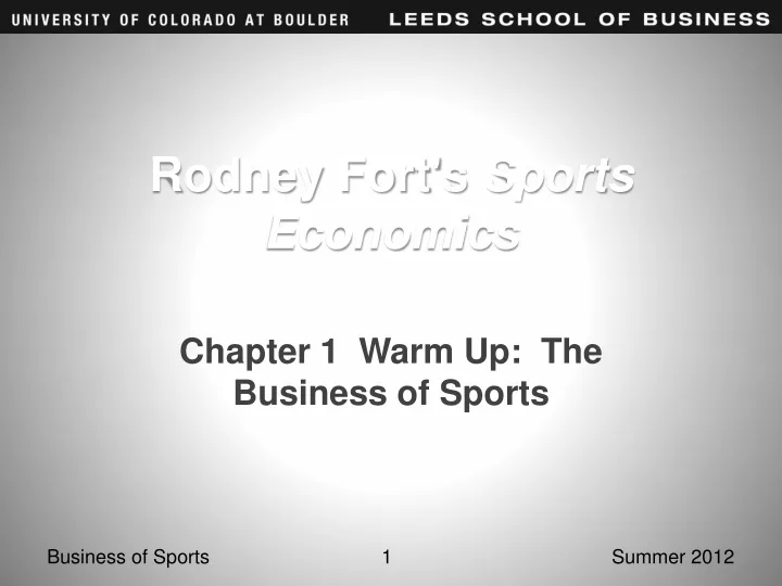 rodney fort s sports economics