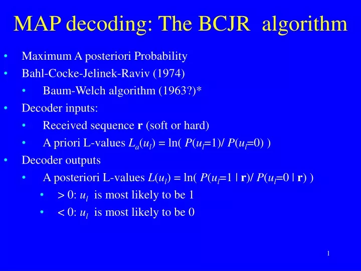 map decoding the bcjr algorithm