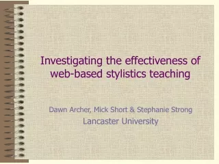 Investigating the effectiveness of web-based stylistics teaching