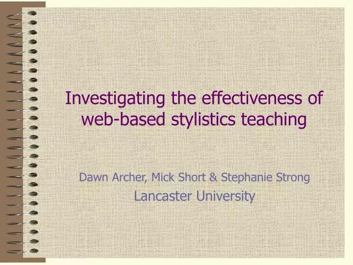 investigating the effectiveness of web based stylistics teaching