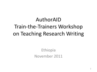 AuthorAID Train-the-Trainers Workshop on Teaching Research Writing