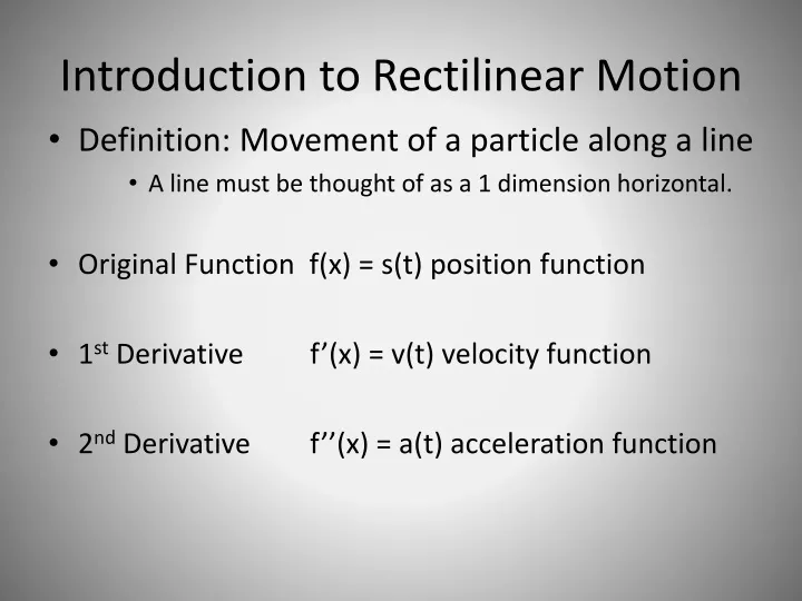 introduction to rectilinear motion
