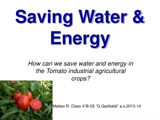 Saving Water &amp; Energy