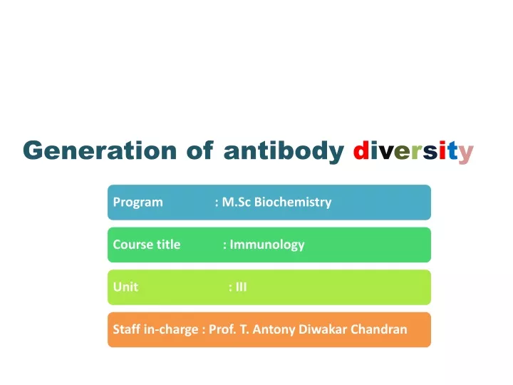 generation of antibody d i v e r s i t y