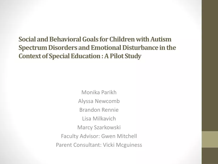 social and behavioral goals for children with