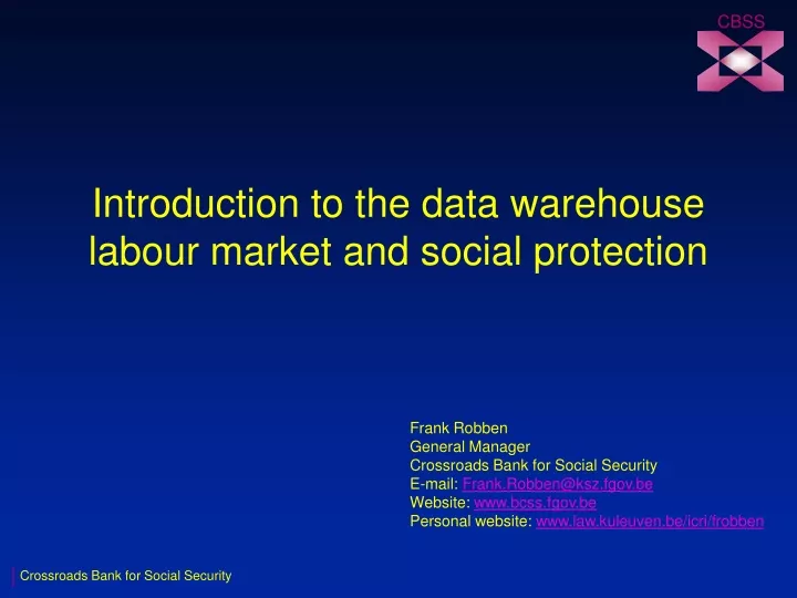introduction to the data warehouse labour market and social protection