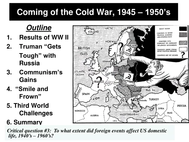 coming of the cold war 1945 1950 s