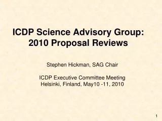 ICDP Science Advisory Group: 2010 Proposal Reviews