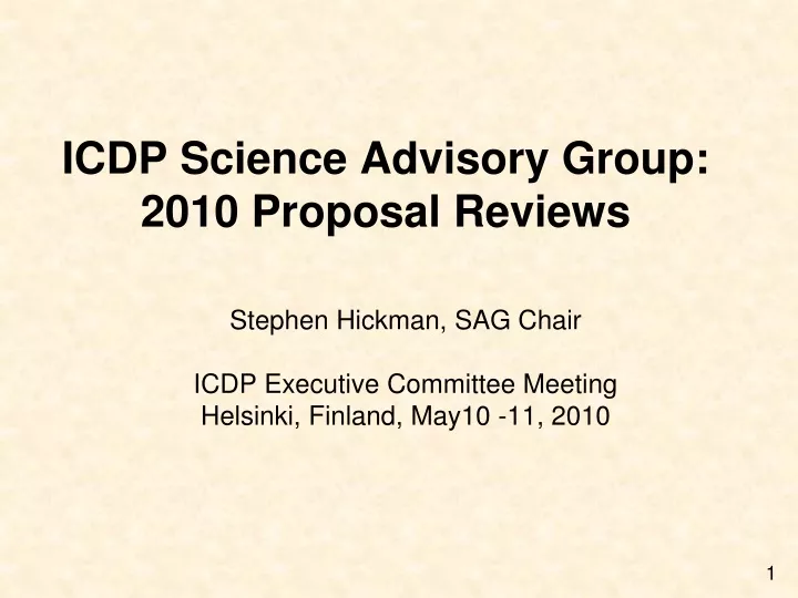 icdp science advisory group 2010 proposal reviews