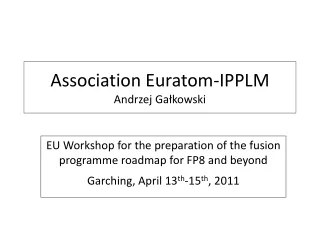 Association Euratom-IPPLM Andrzej Ga?kowski