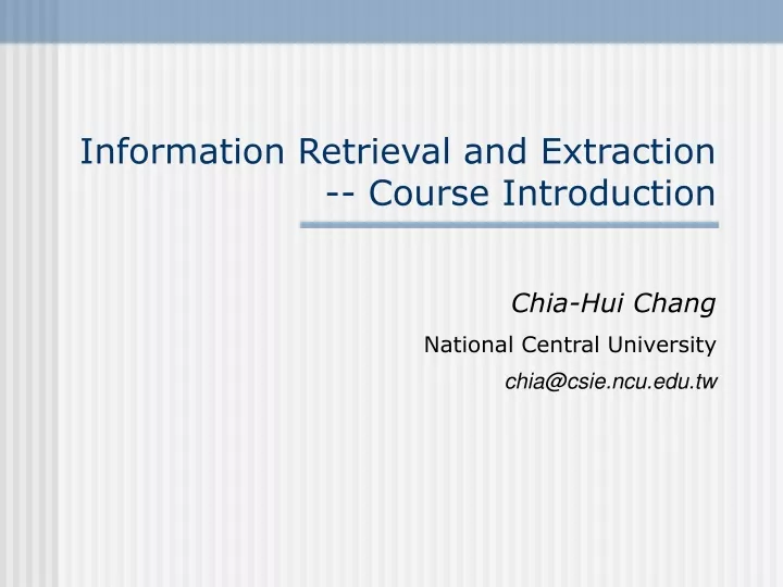 information retrieval and extraction course introduction