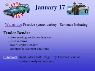 Fender  Bender - close reading nonfiction handout - discuss terms - read “Fender-Bender”