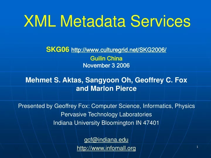 xml metadata services