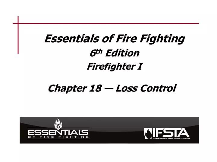 essentials of fire fighting 6 th edition