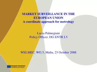 MARKET SURVEILLANCE IN THE  EUROPEAN UNION A coordinate approach for metrology Lucia Palmegiani