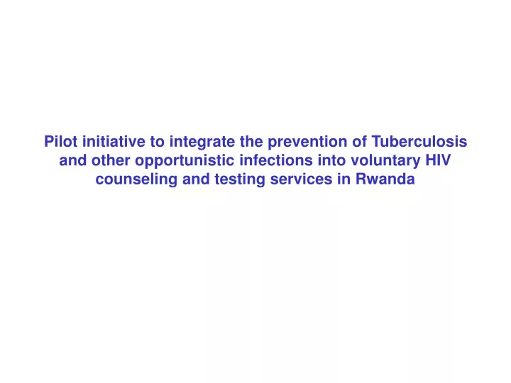 pilot initiative to integrate the prevention