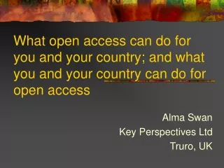 Alma Swan Key Perspectives Ltd Truro, UK
