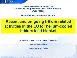 Recent and on-going tritium-related activities in the EU  for helium-cooled lithium-lead blanket