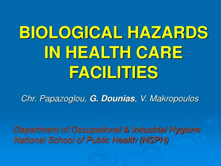 biological hazards in health care facilities