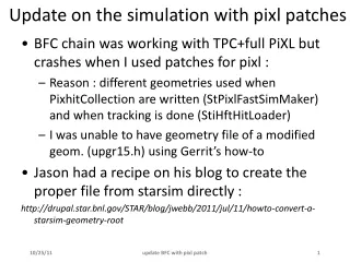 Update on the simulation with pixl patches