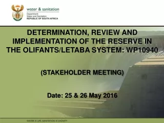 PRESENTATION TITLE Presented by: Name Surname Directorate Date
