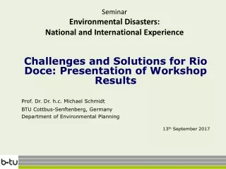 Seminar Environmental Disasters: National and International Experience