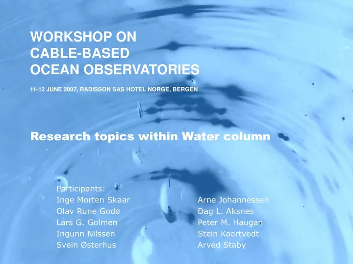 research topics within water column