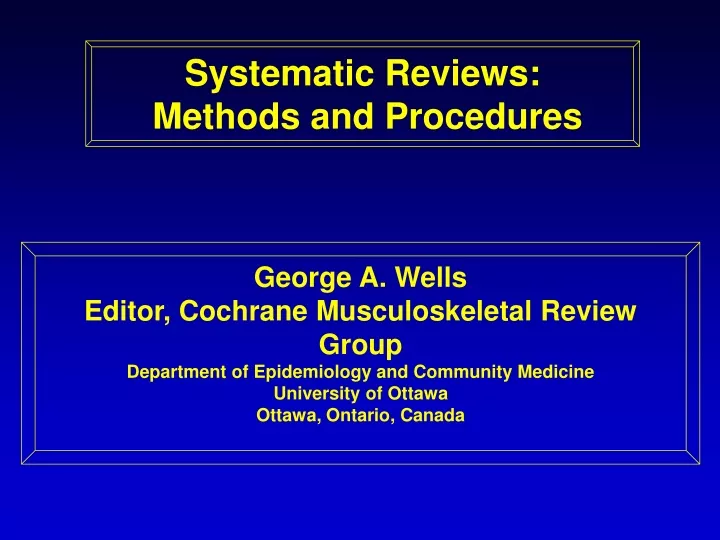 systematic reviews methods and procedures