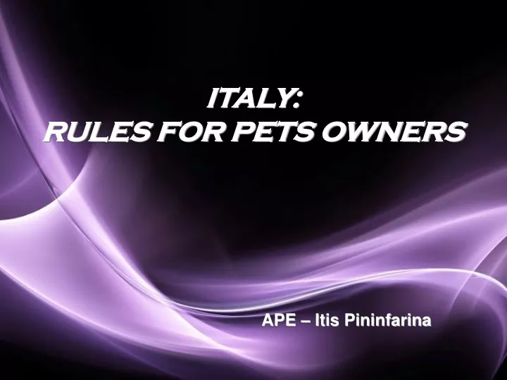 italy rules for pets owners