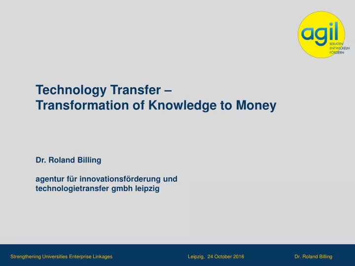 technology transfer transformation of knowledge