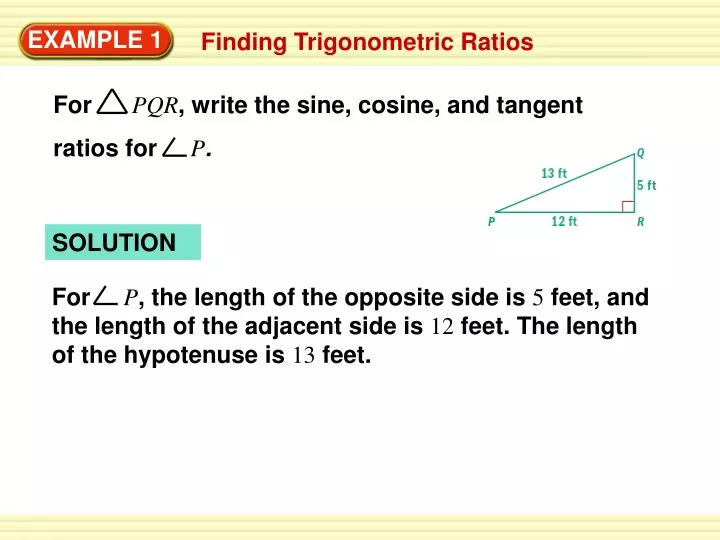 for pqr write the sine cosine and tangent ratios
