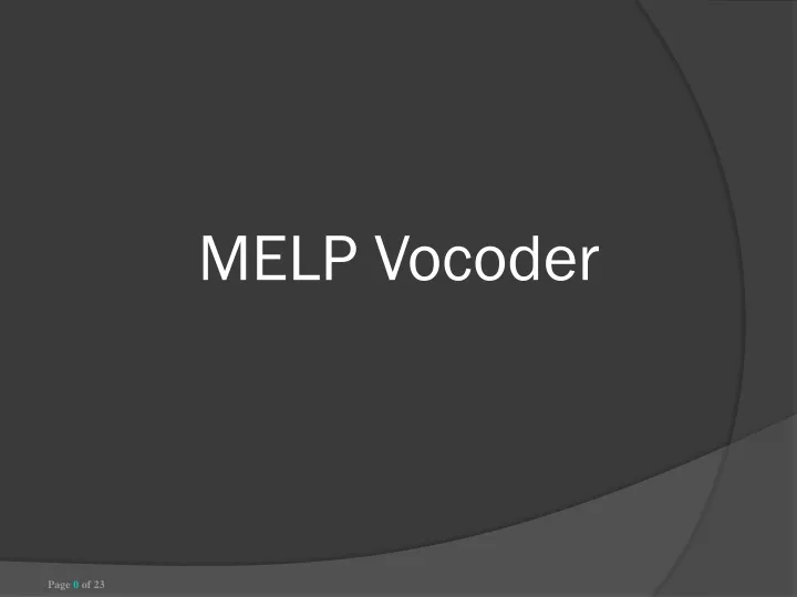 melp vocoder