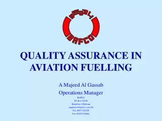 QUALITY ASSURANCE IN AVIATION FUELLING