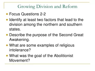 Growing Division and Reform