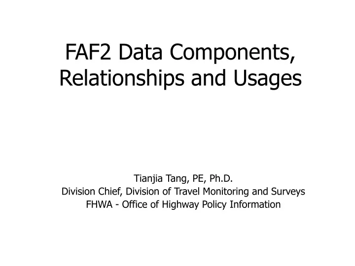 faf2 data components relationships and usages